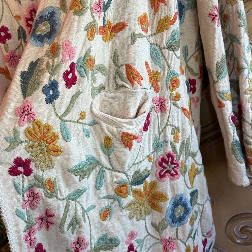 Floral Embroidered Hooded Cardigan - Picture 4 of 10